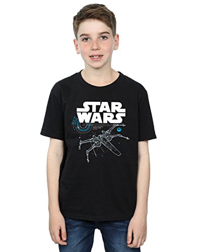 Image of Star Wars Boys The Last Jedi X-Wing T-Shirt 7-8 Years Black