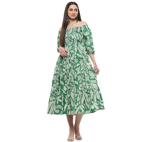 Image of BIBA Women Maxi Cotton Tiered Dress