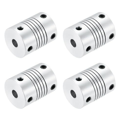 QUARKZMAN 4 Stück 4mm bis 5mm Aluminiumlegierung Wellenkupplung L24.5xD19 Flexibler Kupplungsstrahl für 3D-Drucker CNC-Maschine DIY-Encoder Motorenwelle, Silber