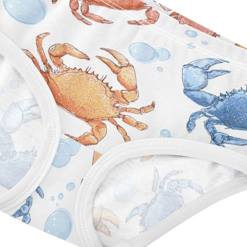 Wusikd Blue Orange Crabs White Girls' Underwear Cotton Girls Briefs Soft Toddler Underwear 2T4