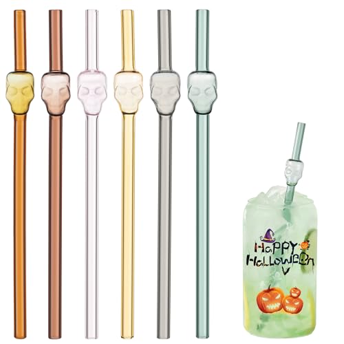 Reusable Glass Straws for Halloween – Spooky Skull Crazy Silly...