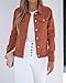 Luvamia Womens Fashion Button Down Stretch Long Sleeves Jean Jacket - Orange Rust - Trendy Women's Jean Jacket - Size 12/14