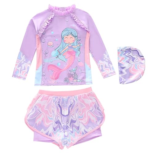 Maillot de bain fille 10 ans avec rash guard anti-UV pour s'amuser à la plage
