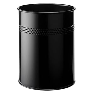 Durable Papierkorb Metall rund, 15 Liter, Perforation 30 mm, schwarz, 330001