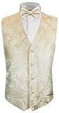 Paisley Hochzeitsweste creme Paul Malone Hochzeitsweste + Fliege Creme Paisley - Hochzeit Herren Weste Gr. 62 4XL
