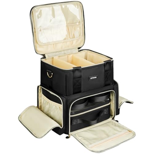 Trousse de Maquillage Extra Large avec 3 Étuis Amovibles, Malette de Maquillage de Voyage Double Couche avec Séparateurs Amovibles, Noir