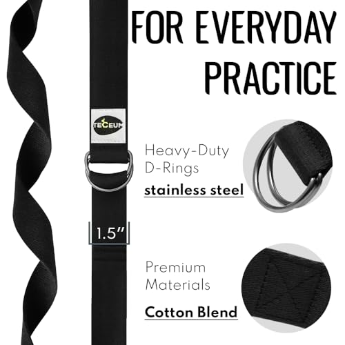 TECEUM Yoga Strap & Mat Strap – 2 IN 1 – Cotton – 6 ft 8 ft 10 ft (30+ colors) – Adjustable Non-Slip Belt for Yoga, Pilates, Stretching, Physical Therapy, Fitness & Home Workout – For Carrying Mats - Image 6