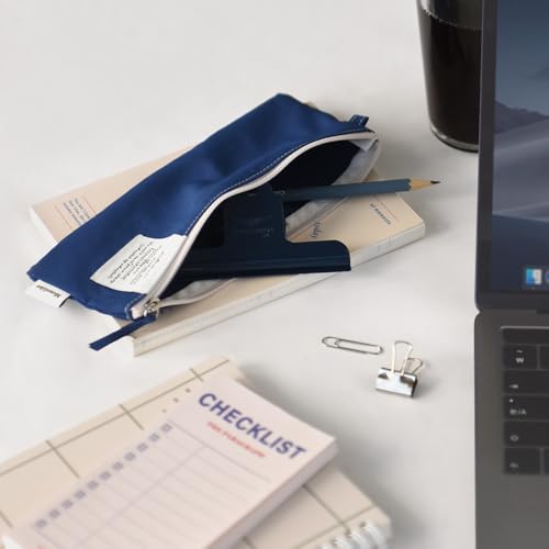 Image of Monolike Archive 247 Flat Pen Case, Navy - Pencil Pouch, Portable Pencil Bag, Pencil Case, Office Pouch case, Pen case