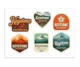 Keystone Colorado Sticker Sheet - 6 Pack Mountain Resort Travel Stickers for Laptop Water Bottle Luggage