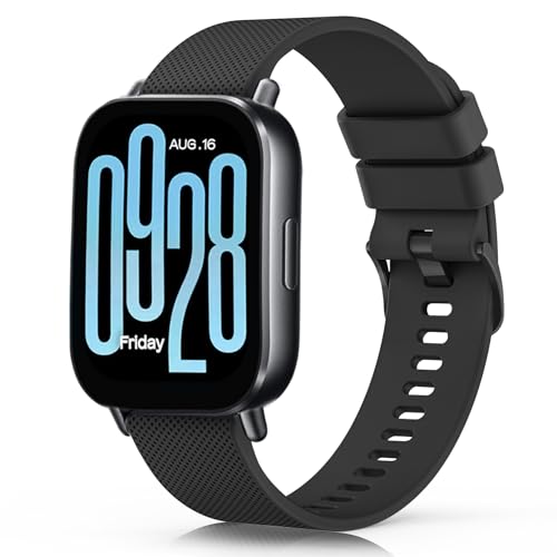 Yisica Armband für Xiaomi Redmi Watch 5 Lite/5 Active Armband Weich Silikon Uhrenarmband für Herren Damen 22mm Ersatzband für Xiaomi Redmi Watch 5 Active/Lite (Schwarz)