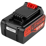 KEATFE Batterie 20 V 5000 mAh pour outils électriques Black+Decker 18 V/20 V, batterie de rechange Li-ion pour tous les appareils ménagers Black & Decker 18 V/20 V LBXR20 LBXR2020 LB20 LBX20 LB2X4020