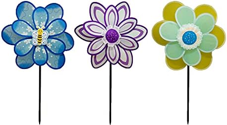Ultimate Innovations Flower Petal Nylon Wind Spinners (Set of 3 Colors)