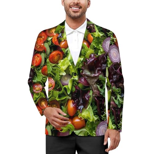 Vegetable Salad Men's Classic Fit Suit Two Button Novelty Printed Casual Stylish Blazer