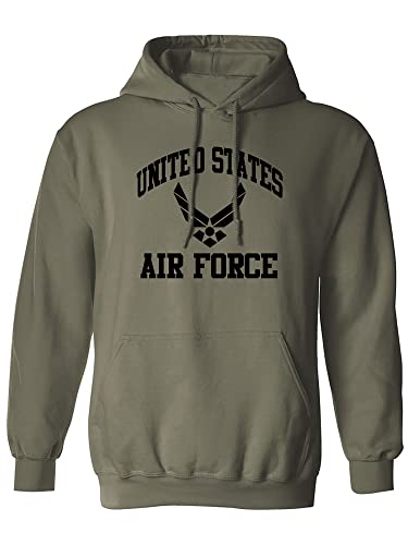 US Air Force Wings Adult Hooded Sweatshirt - Military Green - X-Large