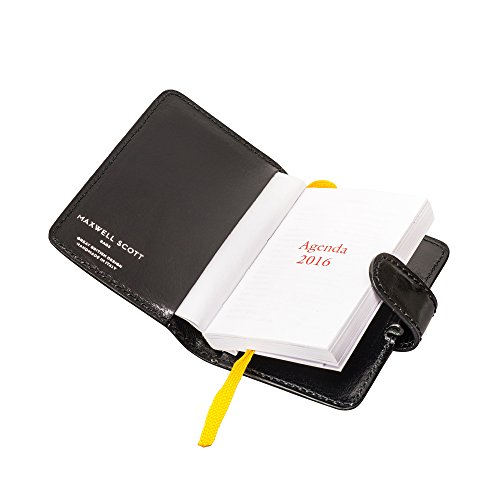 Maxwell-Scott Hochwertiger Leder Mini-Taschenkalender Alvito in Schwarz Cover