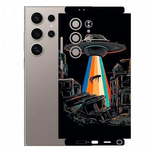 Image of AtOdds Mobile Skin Sticker Wrap | Compatible for Samsung S24 Ultra (5g) | Scratchproof Matte Finish | Full Coverage for All Sides & Camera Protection (Design - Alien Invade)