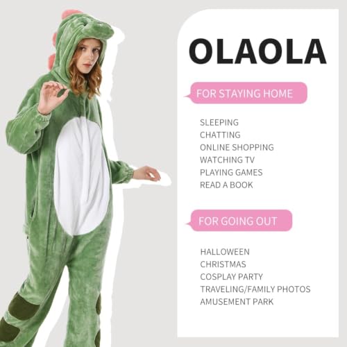 OLAOLA Adult Onesie, Dinosaur Halloween Costume, Animal One-Piece Pajamas - image 5