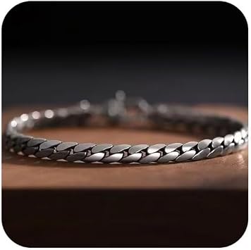 HUUGVBCO 925 Sterling Silver Braided Rope His and Her Bangle Stainless Steel Dainty Cuban Twisted Link Chain Bracelet Jewelry Mens Bracelet Unique Gifts for Men Husband Father 20