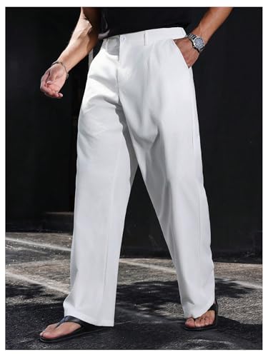 GORGLITTER Men's Baggy Dress Pants Pleated Wide Leg Slacks Old Money Work Office Business Casual Trousers2