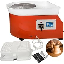 Pottery Wheel 350W, Electric Pottery Wheels 25cm Turntable, Pottery Forming Machine with Handle, Pedal and Removable ABS Basin, Pottery Wheel for Adults Kids Beginners DIY Clay Art, Orange
