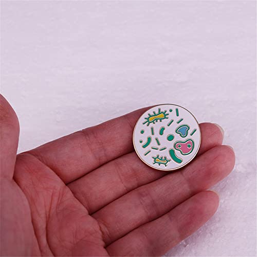 Image of Microbes In Magnifying Glass Enamel Lapel Pin Science Pin. Biology Badge Chemical Organism Metal Brooch Creative Jewelry Gift for Teacher Student Doctor Nurse