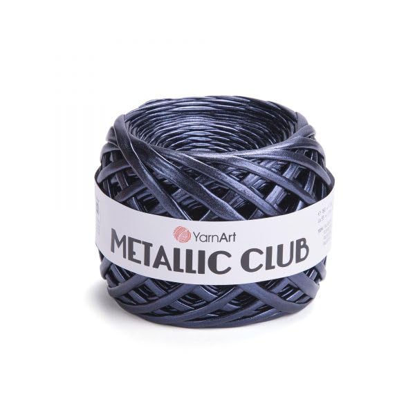 Image of YarnArt Metallic Club Super Bulky T-Shirt Yarn - 100% Polyester, 6.35 oz / 180 gr, 60 yrds / 55 Meters - Shiny Colors for Handbags, Rugs, Chic Night Bags, Crochet (8128)
