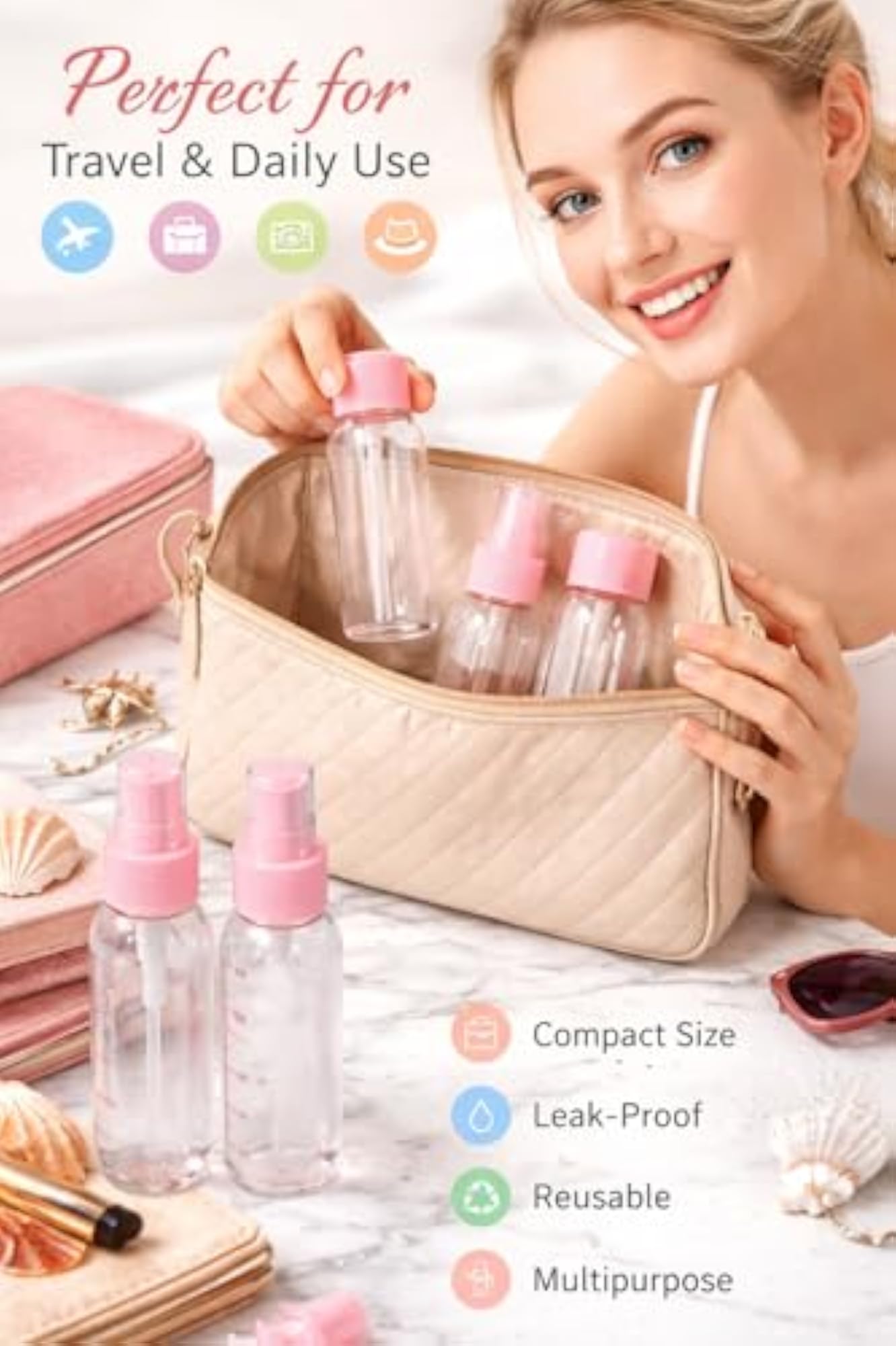 Travel Refillable Bottle Set (3 pcs) Leak Proof Plastic Containers