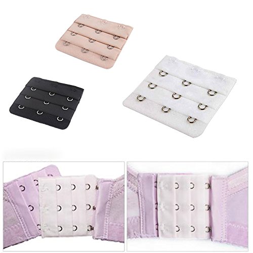 Alicer 3 Pièces Extension de Soutien-Gorge Extensseur de Crochet, Bra Extender,3 et 4 Crochets,3 Couleurs, Show, 3 Hooks
