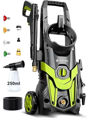 FOTING Pressure Power Washer 4800PSI with 4 Quick Connect Nozzles 1 Foam Cannon, High Cleaning Machine for Cars/Fences/Driveways/Home Cleaning, Green