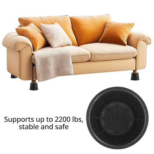 QWORK® 4 sztuki okrągłe podnośniki do łóżek 10 cm, podnośniki mebli do 990 kg, do łóżka, sofy, biurka, krzesła, lodówki
