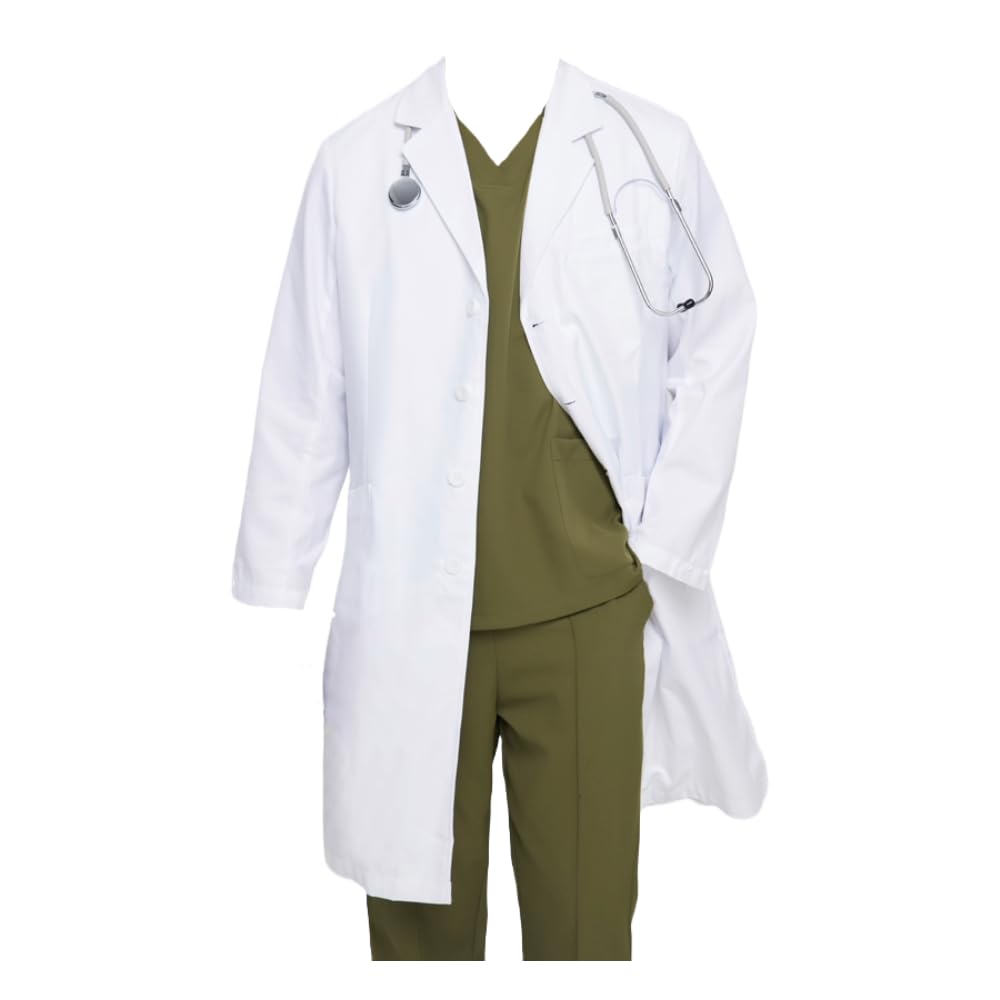 King Mariot Medical EquipmentsDreamTec Ultra Soft UniSex Doctor Coat Men & Women Professional Surgical Gown Lab Coat, Buttoned Cuffs, Breathable Wrinkle Proof Fabric, Anti Static & Anti Pilling, Washing Safe + Anti Shrink
