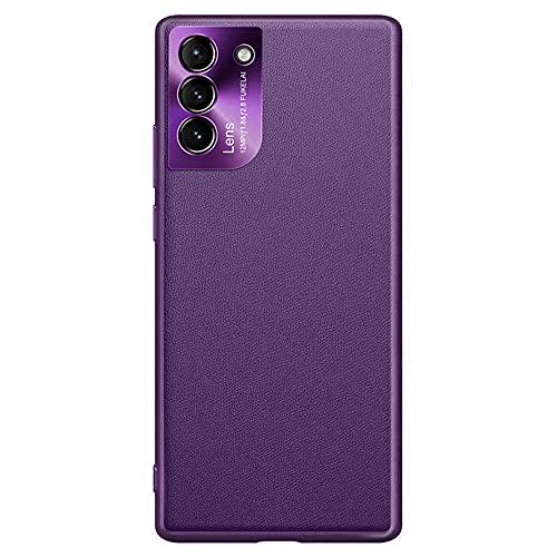 Luhuanx - Funda para Samsung Galaxy S21 Plus, Piel de Calidad con Parte Trasera de Lente de Metal Fina, Color Morado Cover