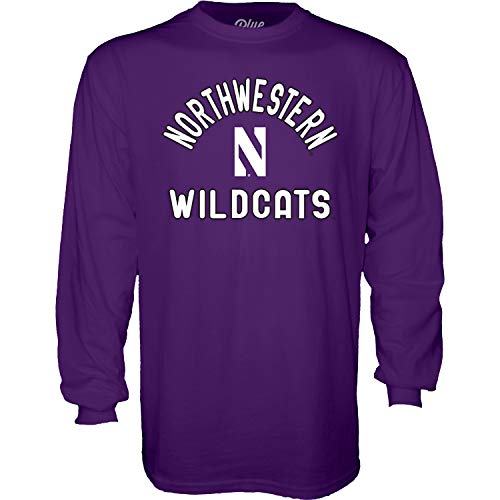 Blue 84 Men's Northwestern Wildcats Long Sleeve T Shirt Line Up Team Color, Northwestern Wildcats Purple, Large