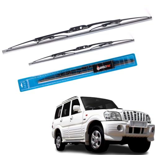Image of Windshield Car Wiper Blades Metal Frame Water Repellant Cleaning Wiper Blades Refills Best for Mahindra Scorpio (2002 Onwards) Dr 20 inch /Pa 20 inch