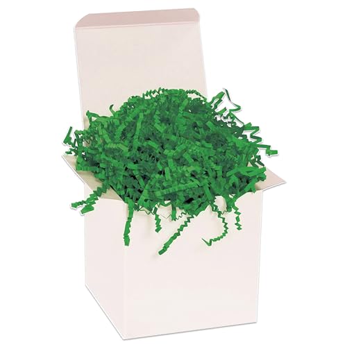Image of BOX USA Green Crinkle Paper Filler (10lb) - Shredded Paper for Basket Stuffing, Shipping, Packaging, Confetti, Crafts & Holidays - Crinkle Cut