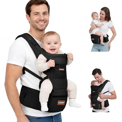 Luollabytel Baby Carrier with Hip Seat, Ergonomic 6-in-1 Infant Carrier