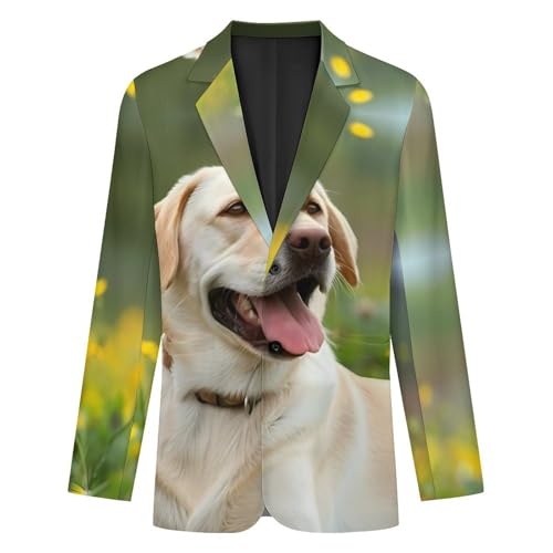 Labrador Retriever Dog Lazy Time Men's Classic Fit Suit Two Button Novelty Printed Casual Stylish Blazer4