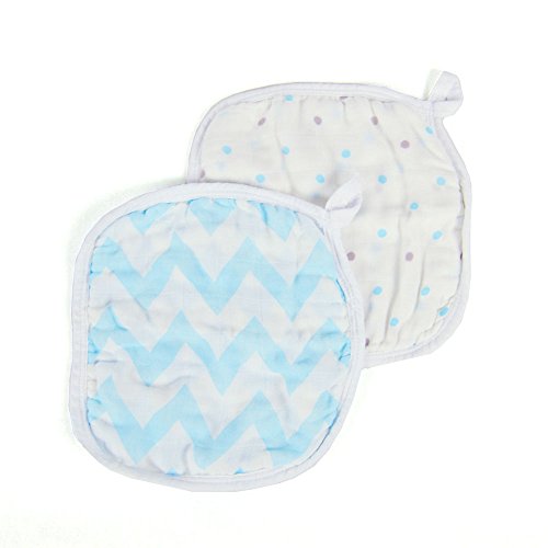 Image of Ultra Soft Baby Washcloths, Rayon derived from Bamboo, 2 Count 8 inch x 8 inch (Blue)