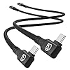 Cable flexible USB C 3.2 Gen 2×2 en ángulo recto de 1 pie, 2 unidades, 240 W PD 20 Gbps corto USBC a USBC cable de datos de alta velocidad de 90 grados, cable de monitor de video tipo C 5K/4K, para
