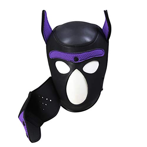 Afus Puppy Mask Dog Mask Adult Cosplay Full Mask with Ear (Purple XL)