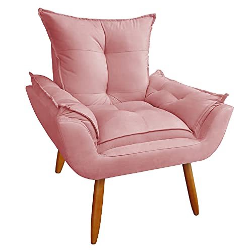 Poltrona Decorativa Para Sala E Recepção Opala Suede Rosa - DL DECOR