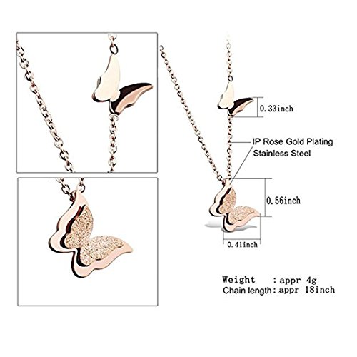 Yellow Chimes Rose Gold Stainless Steel Dual Butterfly Charm Pendant for Women (Rose Gold)(YCFJPD-283BTRF-RG) - Image 4