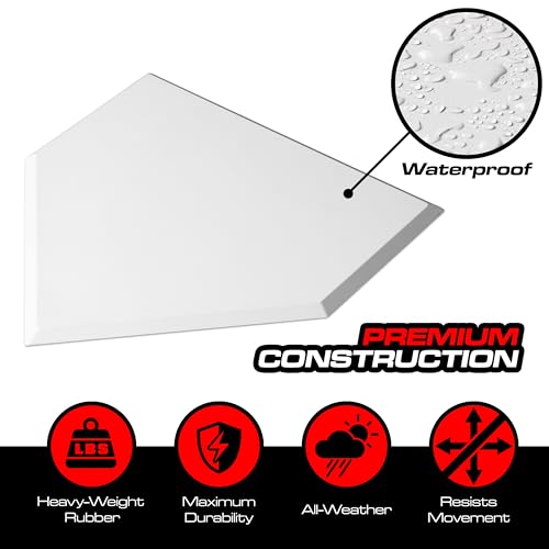 GoSports Baseball & Softball Home Plate - Heavy-Duty Rubber Throw Down Base with Waffle Bottom