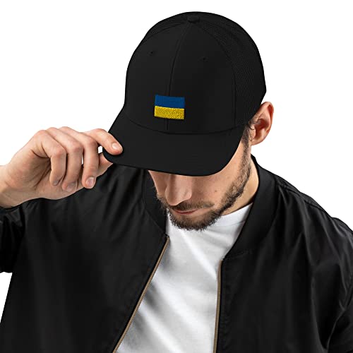 Casquette drapeau Ukraine noire snapback ajustable filet respirant style décontracté vintage