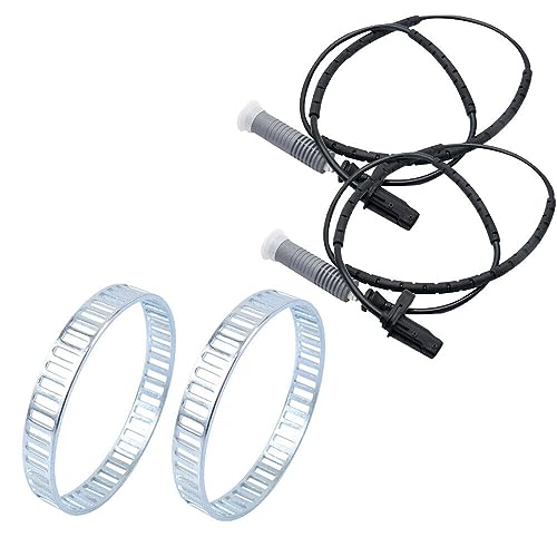 Bohaner ABS Sensor de velocidad de rueda ABS Sensor 2 unidades de sensor ABS trasero + 2 x anillos ABS para BMW Serie 1 B1-ER E81 E87 3 E90 E91 E92 Accesorios Accesorios Accesorios