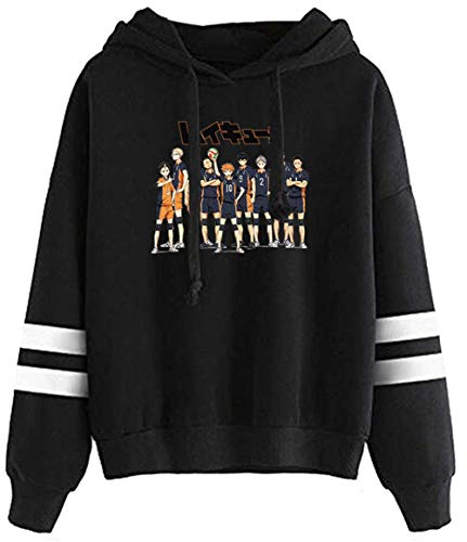 YIMIAO Hombre Haikyuu Anime Sudadera con Capucha Mujere Hoodie Ropa Deportiva Pullover Hoodie Karasuno High School Volleyball Junior(M)