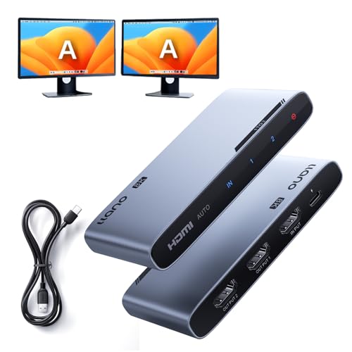 llano HDMI 2.1 Splitter 1 in 2 Out 8K@60Hz 4K@120Hz/240Hz SST & Mirror Mode Only (No Extend) HDCP 2.3 HDR10 Dolby Vision for PS5 Xbox Apple TV Laptop Aluminum Case