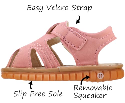 Image of Baby Boys Girls Squeaky Sandals Summer Closed-Toe Anti-Slip Premium Rubber Sole Toddler First Walkers Shoes