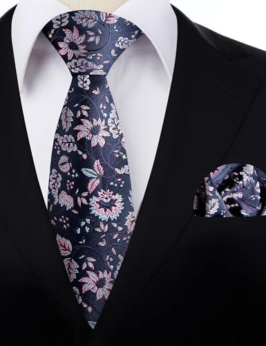 Image of Alizeal Mens 3.15inches Leaf Flower Pattern Tie Set