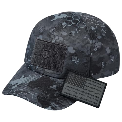 Image of Tactical Hat with Flag Patch Camo Military Army Hats Adjustable Trucker Baseball Cap Soft Top for Shooting